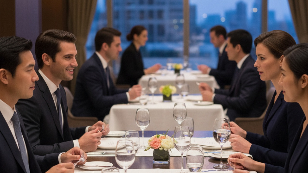 Profesjonalny Przewodnik: Jak Zachować Się na Kolacji Biznesowej i Zrobić Niezapomniane Wrażenie illustration